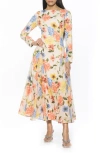 Alexia Admor Elodie Floral Long Sleeve Maxi Dress In Sand Floral