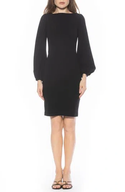 Alexia Admor Elowen Boatneck Long Sleeve Sheath Dress In Black