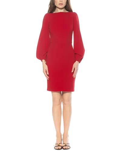 Alexia Admor Elowen Boatneck Long Sleeve Sheath Dress In Red