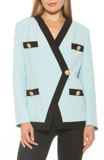 Alexia Admor Emele Oversize Contrast Trim Blazer In Halogen/ Black