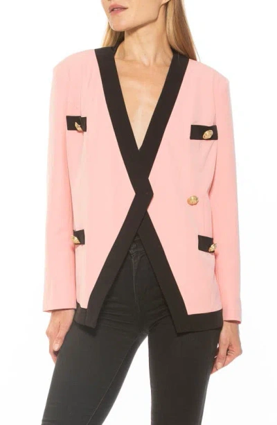 Alexia Admor Emele Oversize Contrast Trim Blazer In Pink/ Black