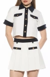 Alexia Admor Emery Collared Button-up Shirt In Ivory