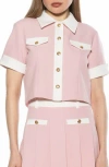 Alexia Admor Emery Collared Button-up Shirt In Pink