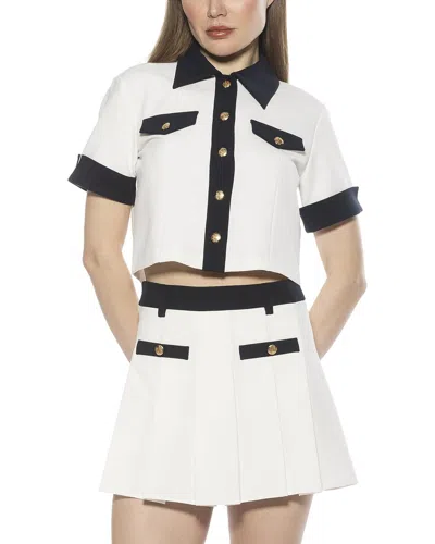 Alexia Admor Emery Collared Button-up Shirt In Ivory