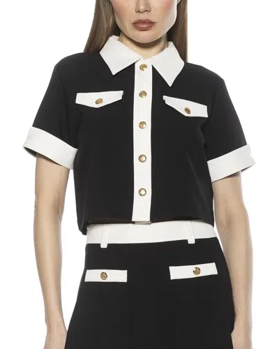 Alexia Admor Emery Collared Button-up Shirt In Black