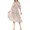 Alexia Admor Emily Balloon Sleeve Fit & Flare Midi Dress In Ivory Floral