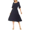 Alexia Admor Emily Balloon Sleeve Fit & Flare Midi Dress In Navy
