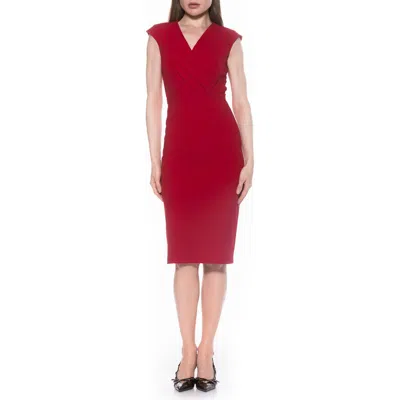 Alexia Admor Essence Cap Sleeve Midi Sheath Dress In Red