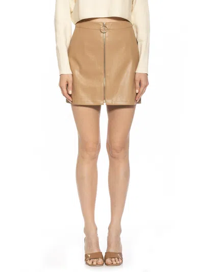 Alexia Admor Eva Vegan Leather Mini Skirt In Brown