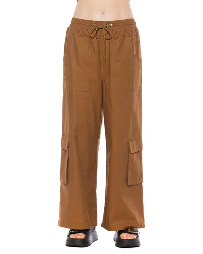 Alexia Admor Evren Drawstring Waist Cargo Pants In Brown