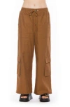 Alexia Admor Evren Drawstring Waist Cargo Pants In Brown