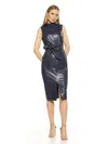 Alexia Admor Fara Leather Dress In Blue