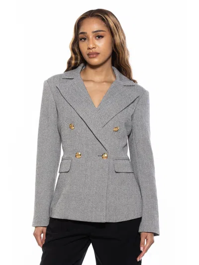 Alexia Admor Farrah Tweed Blazer In Grey