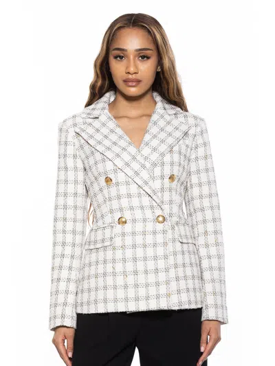 ALEXIA ADMOR FARRAH TWEED CLASSIC DOUBLE BREASTED JACKET