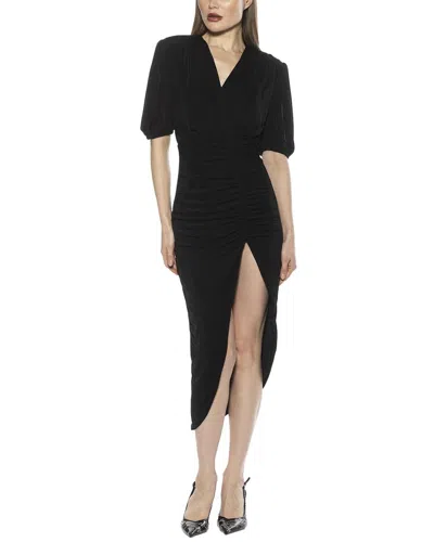 Alexia Admor Fern V-neck Drape Slit Dress In Black
