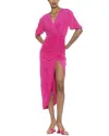 Alexia Admor Fern V-neck Drape Slit Dress In Pink