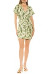 Alexia Admor Fione V-neck Sheath Minidress In Green Abstract