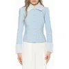 Alexia Admor Fran Faux Fur Trim Twill Jacket In Blue