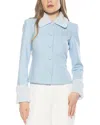 Alexia Admor Fran Faux Fur Trim Twill Jacket In Blue