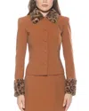 Alexia Admor Fran Faux Fur Trim Twill Jacket In Brown