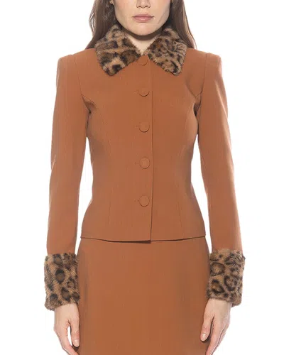 Alexia Admor Fran Faux Fur Trim Twill Jacket In Brown