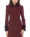 Alexia Admor Fran Faux Fur Trim Twill Jacket In Burgundy