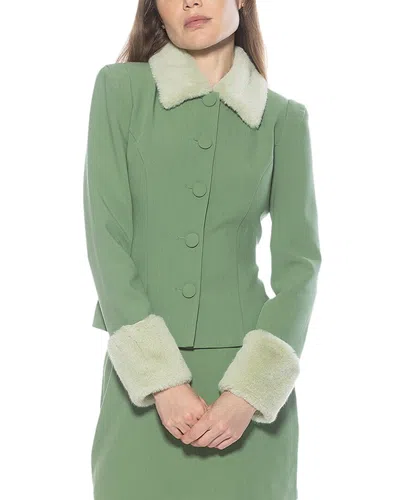 Alexia Admor Fran Faux Fur Trim Twill Jacket In Green