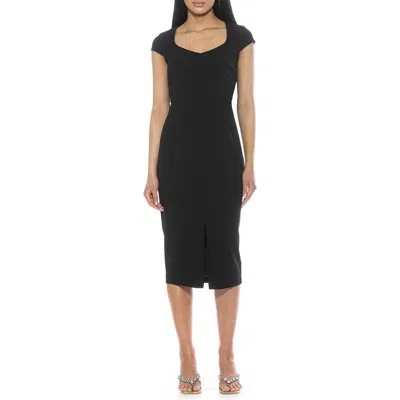 Alexia Admor Gia Sweetheart Neck Sheath Midi Dress In Black