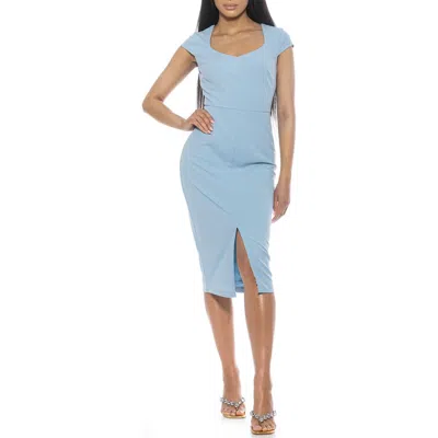 Alexia Admor Gia Sweetheart Neck Sheath Midi Dress In Halogen Blue