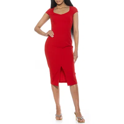 Alexia Admor Gia Sweetheart Neck Sheath Midi Dress In Red