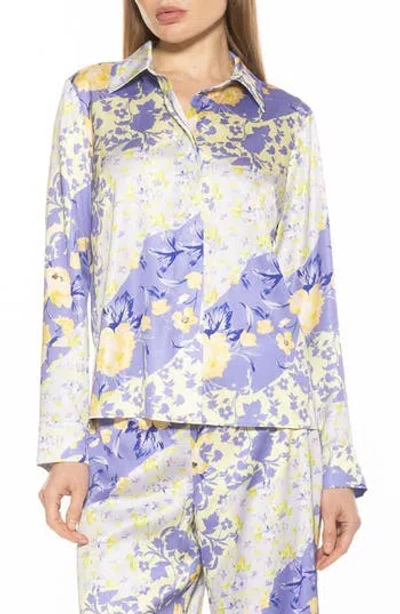 Alexia Admor Ginger Floral Button-up Shirt In Lilac Floral