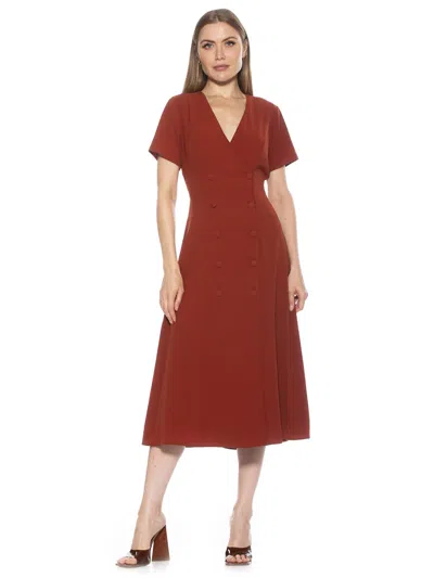 Alexia Admor Gracie V Neck Dress In Brown
