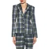 Alexia Admor Gwen Jacket Star Button Blazer In Blue Plaid