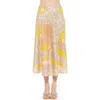 Alexia Admor Hadley Stretch Cotton Midi Skirt In Ivory Patch Floral