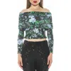 Alexia Admor Hannah Off The Shoulder Long Sleeve Top In Black Floral