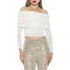 Alexia Admor Hannah Off The Shoulder Long Sleeve Top In Ivory