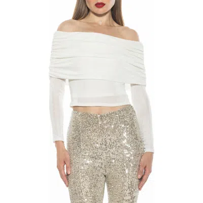 Alexia Admor Hannah Off The Shoulder Long Sleeve Top In Ivory