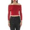 Alexia Admor Hannah Off The Shoulder Long Sleeve Top In Red