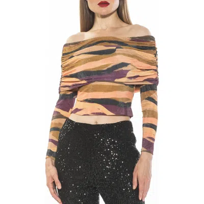 Alexia Admor Hannah Off The Shoulder Long Sleeve Top In Stripe Multi