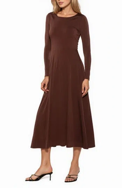 Alexia Admor Harlow Long Sleeve Fit & Flare Midi Dress In Brown