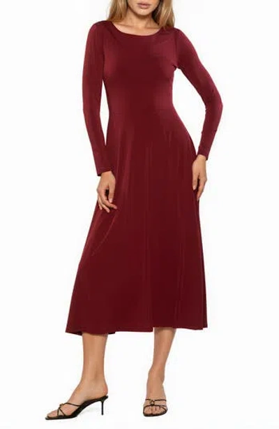 Alexia Admor Harlow Long Sleeve Fit & Flare Midi Dress In Burgundy