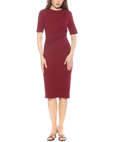 Alexia Admor Harper Short Sleeve Midi Sheath Dress In Burgundy