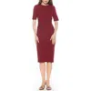 Alexia Admor Harper Short Sleeve Midi Sheath Dress In Burgundy