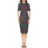 Alexia Admor Harper Short Sleeve Midi Sheath Dress In Green