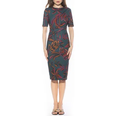 Alexia Admor Harper Short Sleeve Midi Sheath Dress In Green