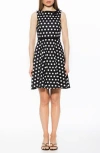 Alexia Admor Ida Fit And Flare Sleeveless Dress In Black White Polka Dots