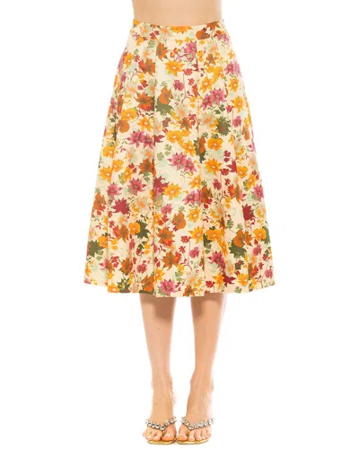 Alexia Admor Illia Pleated Midi Skirt In Beige Wildflower
