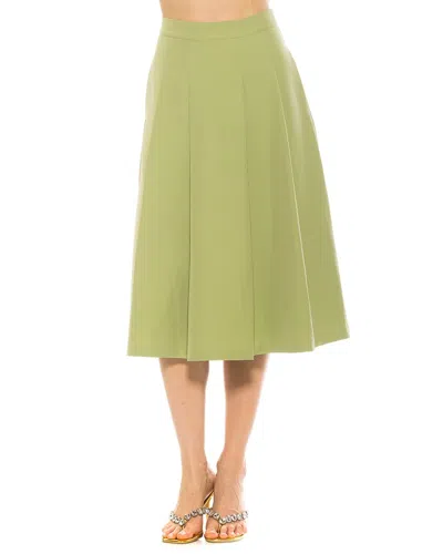 Alexia Admor Illia Pleated Midi Skirt In Sage