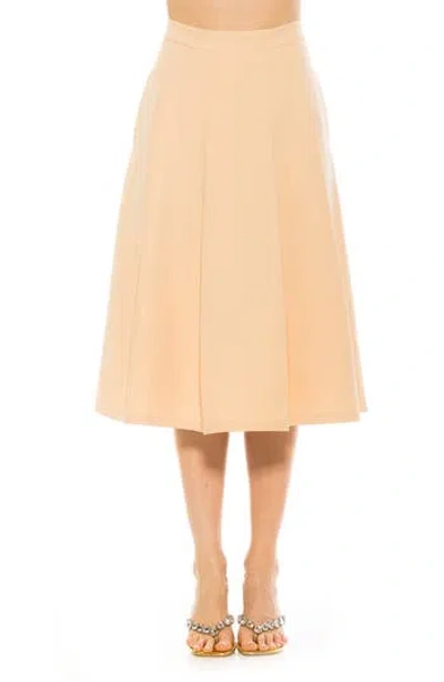 Alexia Admor Illia Pleated Midi Skirt In Beige