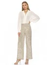 Alexia Admor Illy Wide Leg Sequin Pants In Silver